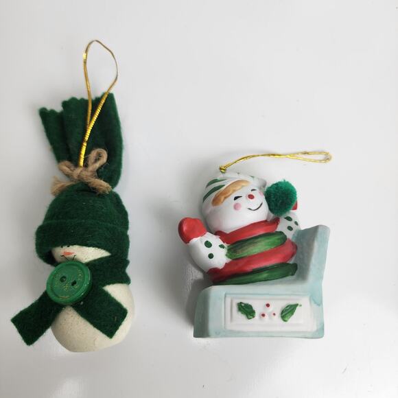 Vintage BOA Jack In The Box Christmas Bell- Taiwan & Handmade Green Snowman Lot - Picture 1 of 11